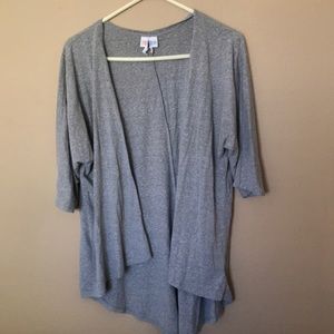Gray short sleeve cardigan